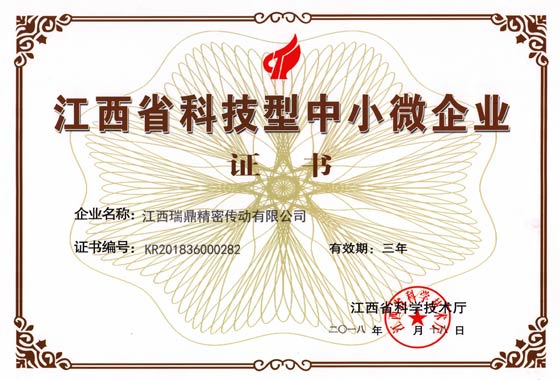 江西省科技型中小微企业证书